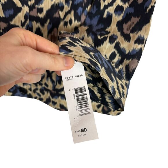 NWT Pendleton Silk Blue Tan Animal Print Light Blazer Top Women's Petite Medium - Picture 4 of 7